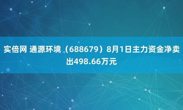 实倍网 通源环境（688679）8月1日主力资金净卖出498.66万元