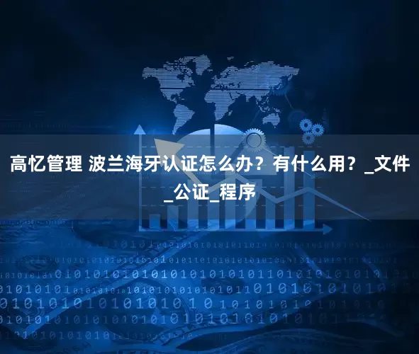 高忆管理 波兰海牙认证怎么办？有什么用？_文件_公证_程序