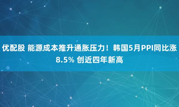 优配股 能源成本推升通胀压力！韩国5月PPI同比涨8.5% 创近四年新高